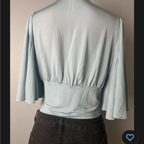 Anthropologie Blue Bell Sleeve Wrap Blouse - Picture 8 of 12